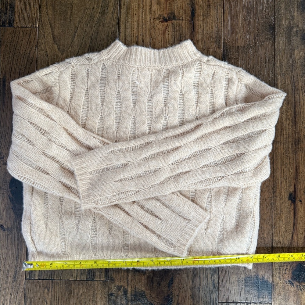 Zara Girls Cream Knit Sweater Size 9–10 | Soft Ribbed Pullover - Picture 2 of 5